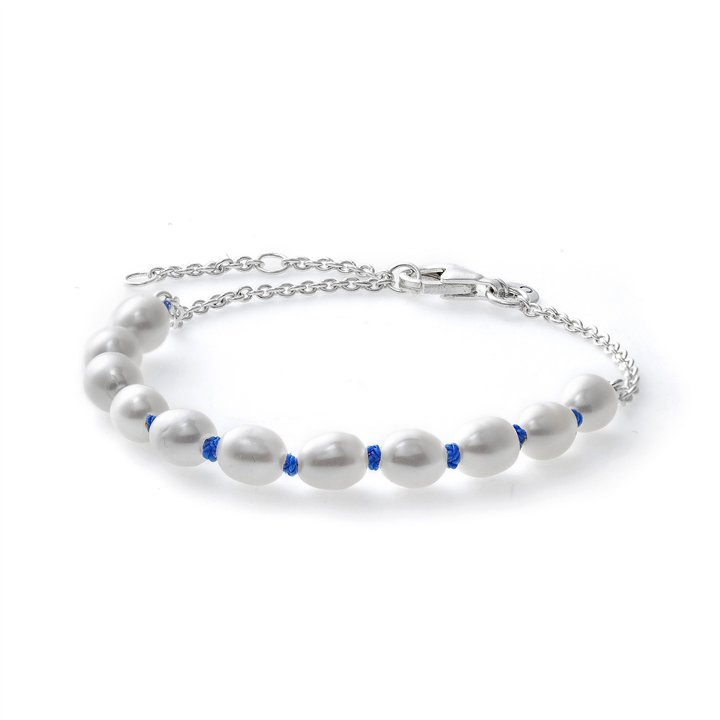 PANDORA JEWELS Mod. TREATED FRESHWATER CULTURED PEARL BLUE CORD - Size 16 - WW.591689C01-16 - Teknashop Ltd