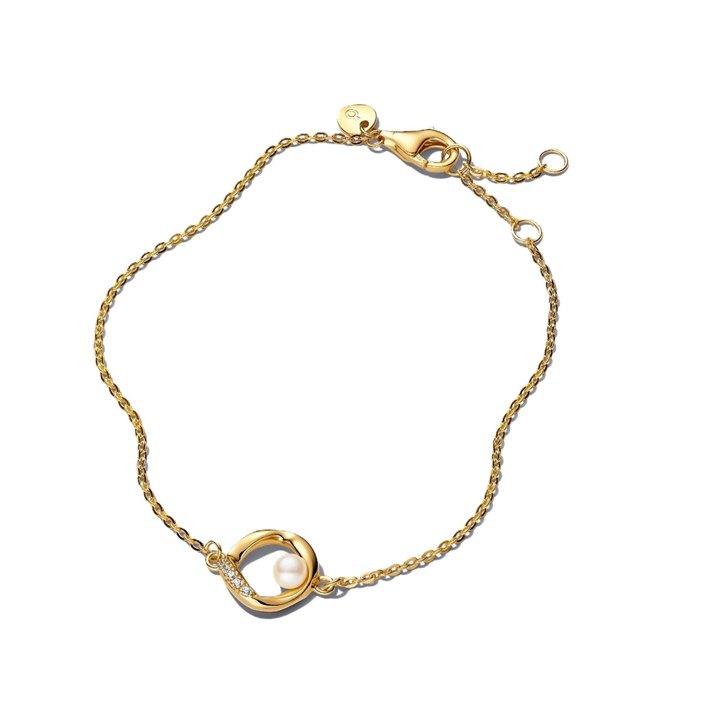 PANDORA JEWELRY Mod. ORGANICALLY SHAPED PAVÉ CIRCLE & TREATED FRESHWATER CULTURED PEARL BRACELET - WW.563830C01-18 - Teknashop L