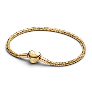 PANDORA JEWELRY Mod. HEART CLASP FACETED SNAKE CHAIN BRACELET - WW.564236C00-19 - Teknashop Ltd