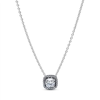 PANDORA JEWELRY Mod. SPARKLING SQUARE GREEN HALO PENDANT NECKLACE - WW.393560C02-45 - Teknashop Ltd