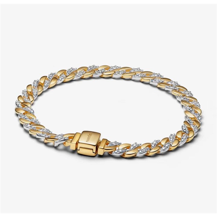 PANDORA Mod. TWO-TONE PAVÉ CUBAN CHAIN BRACELET - WW.564229C01-18 - Teknashop Ltd