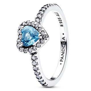PANDORA JEWELRY Mod. ELEVATED LIGHT BLUE HEART RING - WW.198421C10-56 - Teknashop Ltd