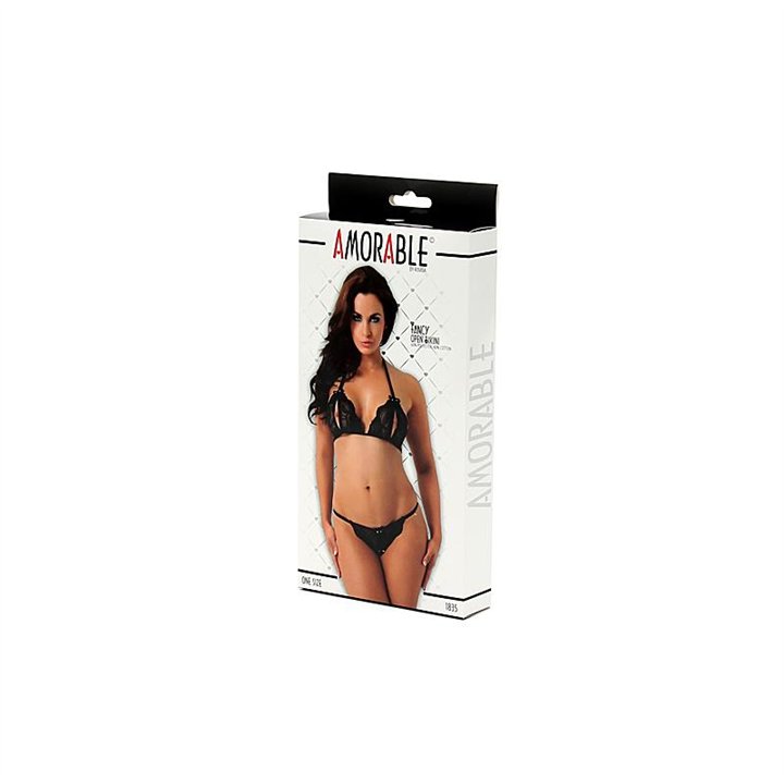 Open Bikini and Thong Black One Size - R1835 - Teknashop Ltd