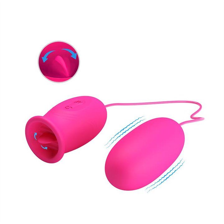 Daisy Vibrating Egg with Licking Tongue Pink - BI-014749-1 - Teknashop Ltd
