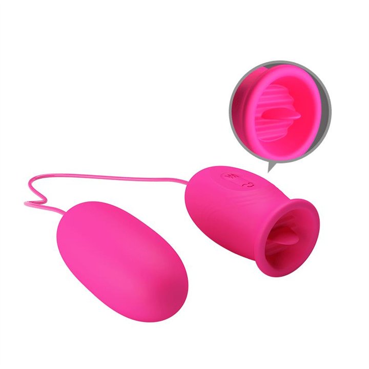 Daisy Vibrating Egg with Licking Tongue Pink - BI-014749-1 - Teknashop Ltd