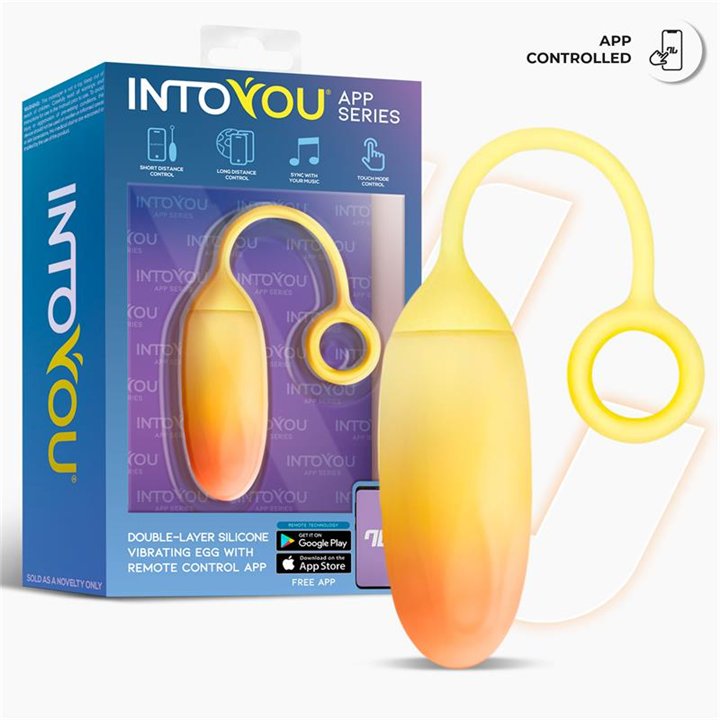 Vibrating Egg Double Layer Silicone with APP Yellow/Orange - IN-232 - Teknashop Ltd