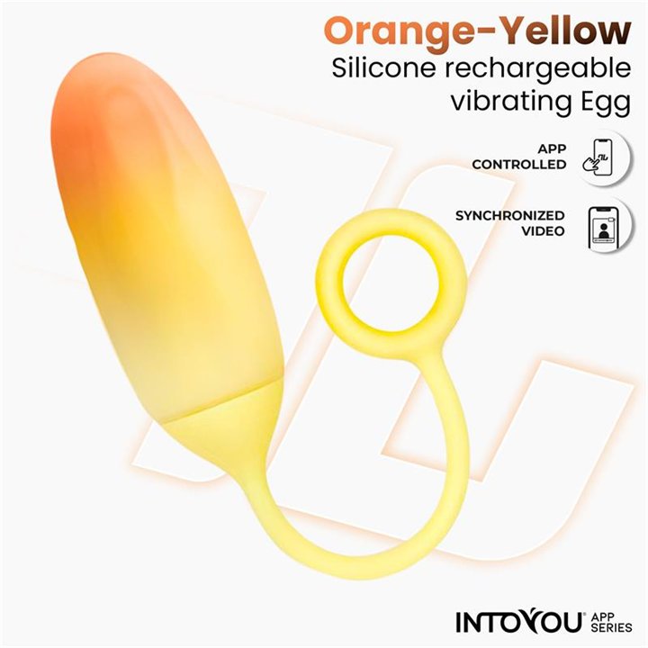 Vibrating Egg Double Layer Silicone with APP Yellow/Orange - IN-232 - Teknashop Ltd
