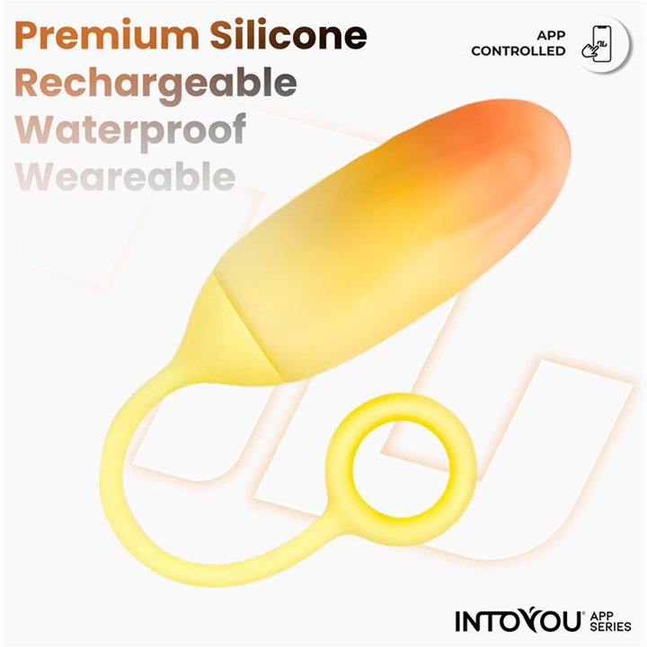 Vibrating Egg Double Layer Silicone with APP Yellow/Orange - IN-232 - Teknashop Ltd