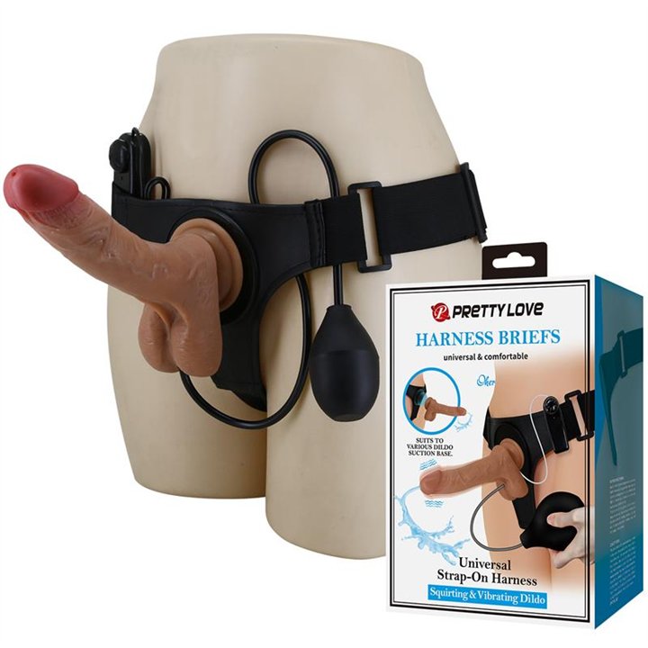 Oher Stra-On with Vibration and Squirt Dildo - BW-022103P - Teknashop Ltd