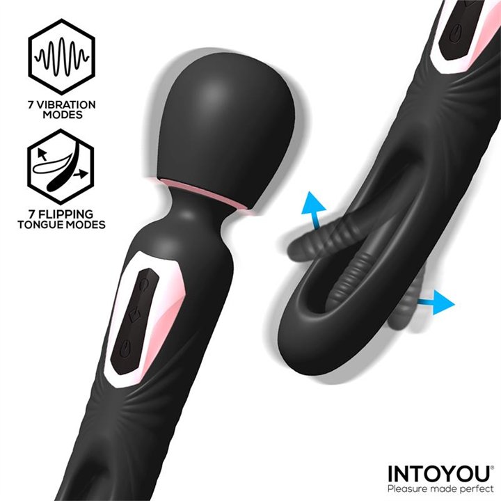 Lexy Vibrating Wand with Internal Flipping Tongue - IN-671 - Teknashop Ltd