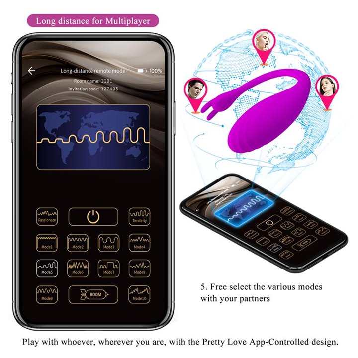 Catalina Vibrating Egg with APP Pink - BI-014935HP - Teknashop Ltd