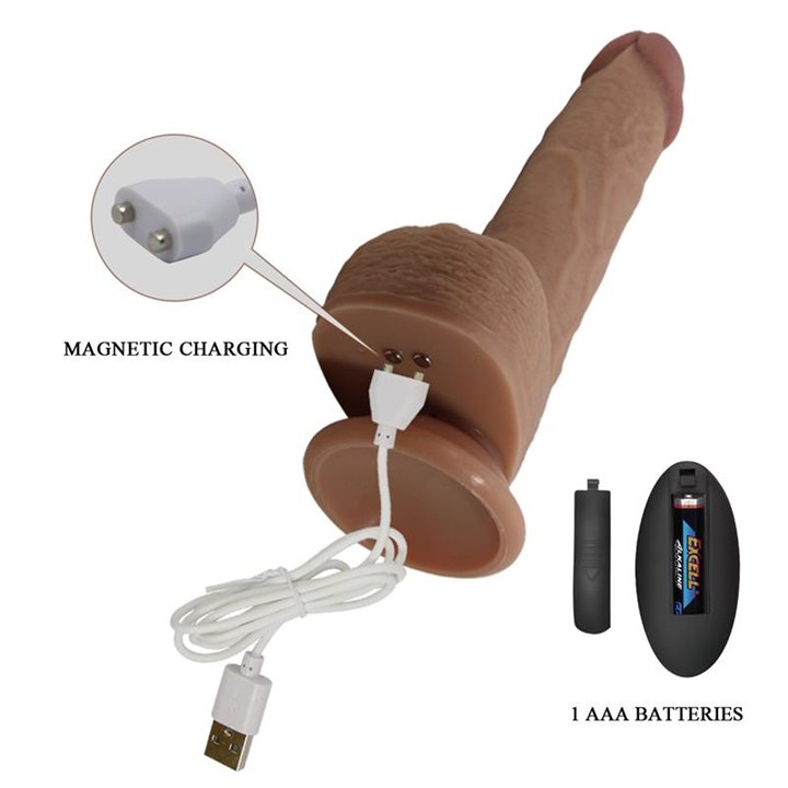 Tommy Realistic Dildo WITH Vibration and Thrusting with Remote - BW-008113W - Teknashop Ltd