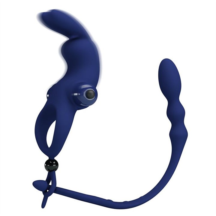 Vibrating Penis Ring with Anal Chain - BI-210213-3 - Teknashop Ltd