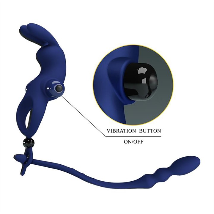 Vibrating Penis Ring with Anal Chain - BI-210213-3 - Teknashop Ltd
