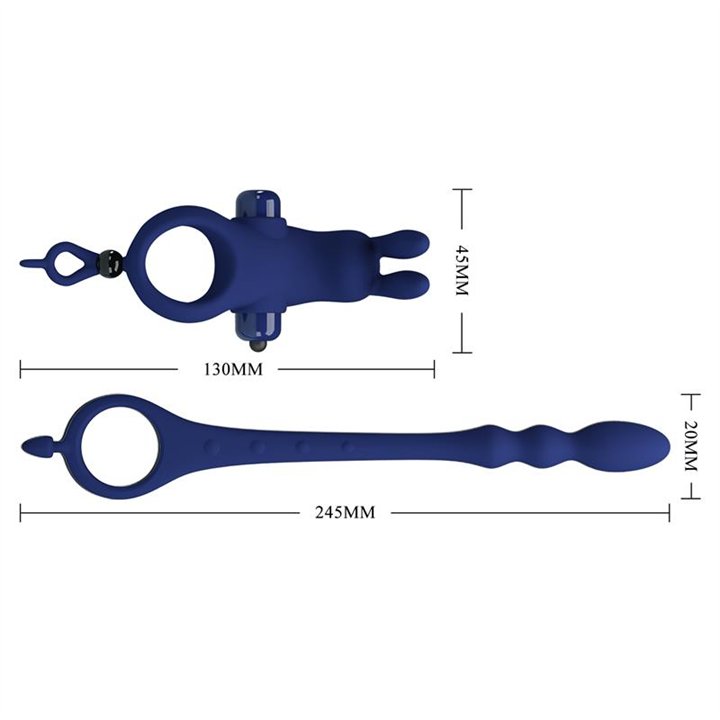 Vibrating Penis Ring with Anal Chain - BI-210213-3 - Teknashop Ltd