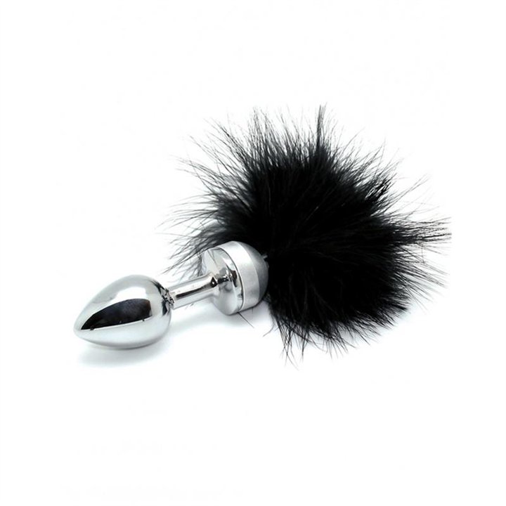 Butt plug Smal with black feather - R8037 - Teknashop Ltd