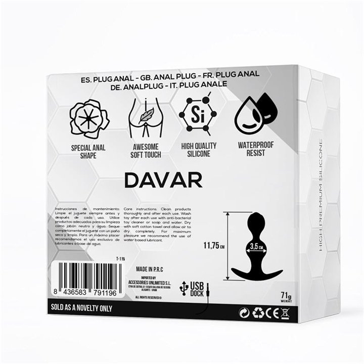 Davar Anal Plug Silicone - T-119 - Teknashop Ltd