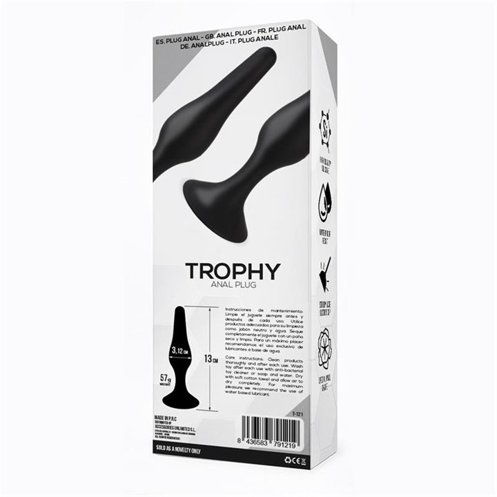 Trophy Anal Plug 13 cm Silicone Black - T-121 - Teknashop Ltd
