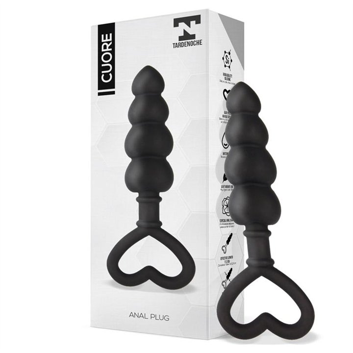 Cuore Anal Plug Silicone Black - T-117 - Teknashop Ltd