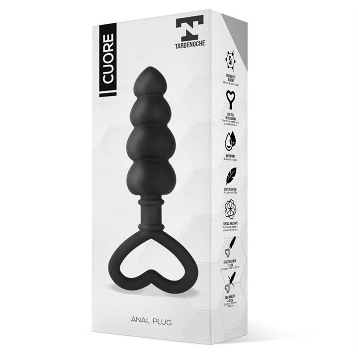 Cuore Anal Plug Silicone Black - T-117 - Teknashop Ltd