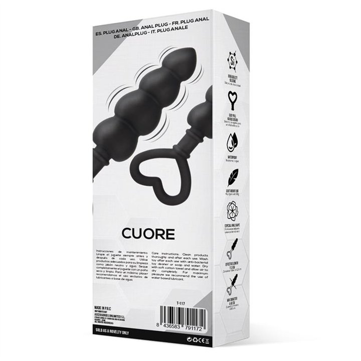 Cuore Anal Plug Silicone Black - T-117 - Teknashop Ltd