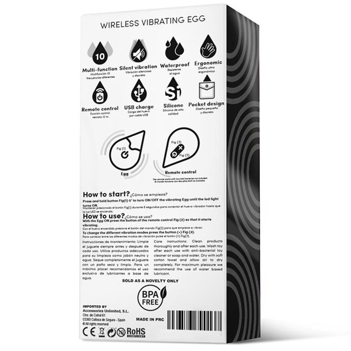 Vibrating Egg Remote Control USB Silicone Black - G-038 - Teknashop Ltd
