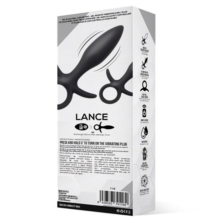Lance Anal Plug Remote Control Liquified Silicone USB - T-118 - Teknashop Ltd