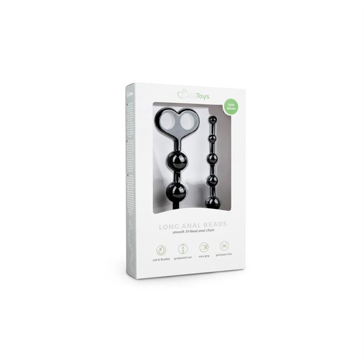 Long Anal Beads Black - ET106BLK - Teknashop Ltd