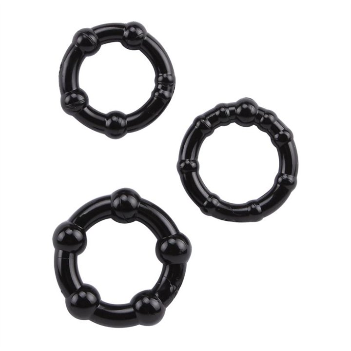Beaded Cock Rings-Black - CN-330300015 - Teknashop Ltd