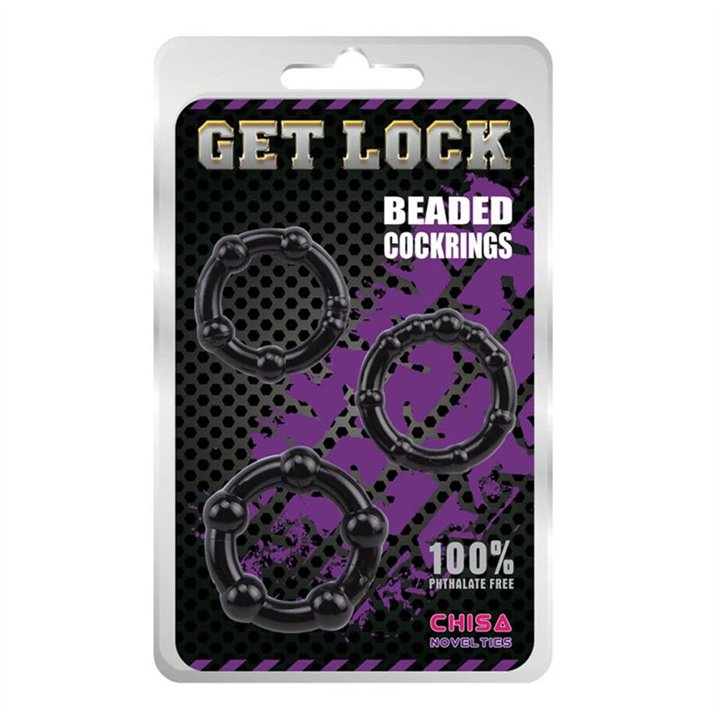 Beaded Cock Rings-Black - CN-330300015 - Teknashop Ltd