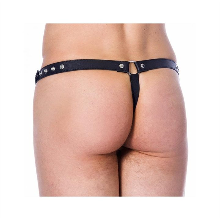 Leather G-String Adjustable with Oppening - R7297 - Teknashop Ltd