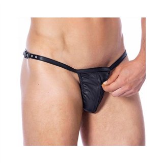 Leather Adjustable G-string with Zipper One Size - R7307 - Teknashop Ltd