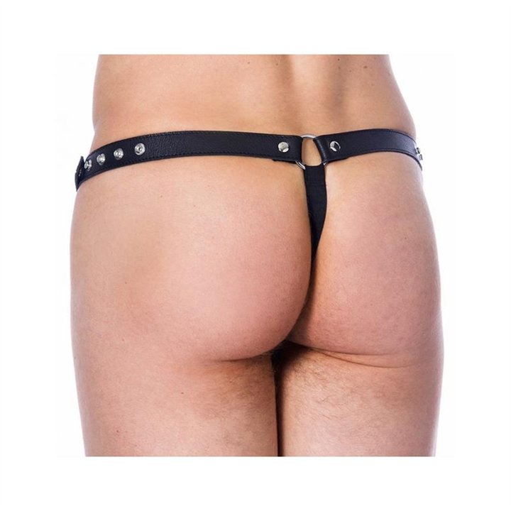 Leather G-string Adjustable Black - R7313 - Teknashop Ltd
