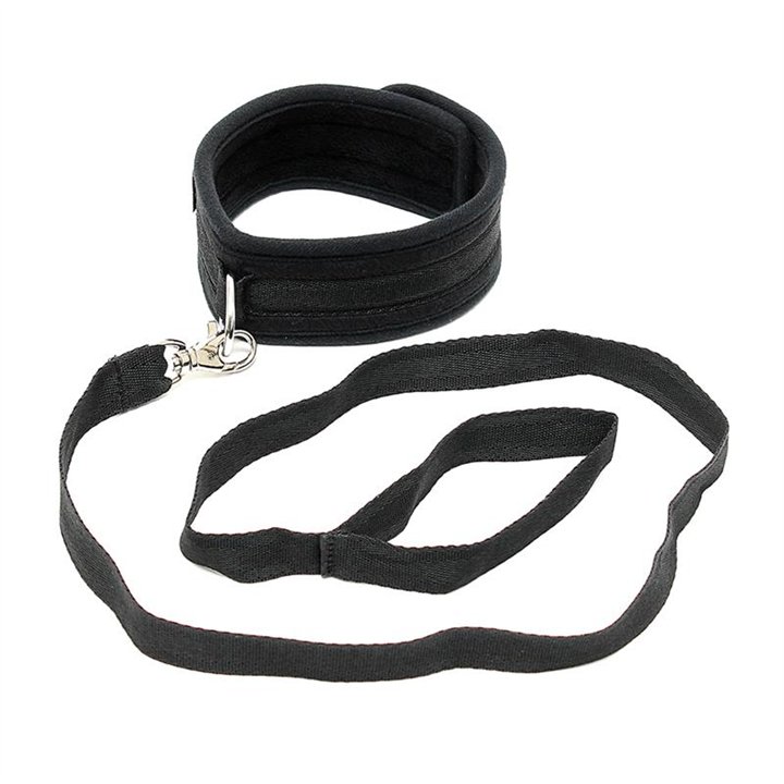 Collar with Leash Adjustable Black - R7024 - Teknashop Ltd