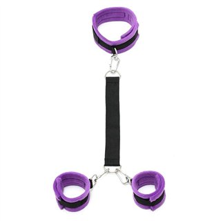 Handcuffs to Collar with Leash Adjustable Purple - R7029 - Teknashop Ltd