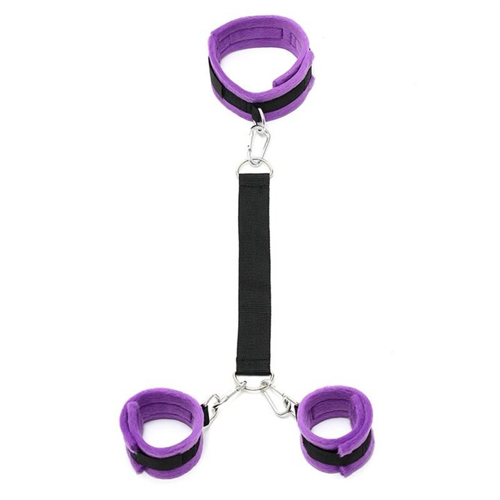 Handcuffs to Collar with Leash Adjustable Purple - R7029 - Teknashop Ltd