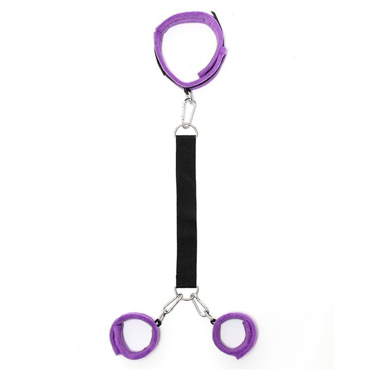 Handcuffs to Collar with Leash Adjustable Purple - R7029 - Teknashop Ltd