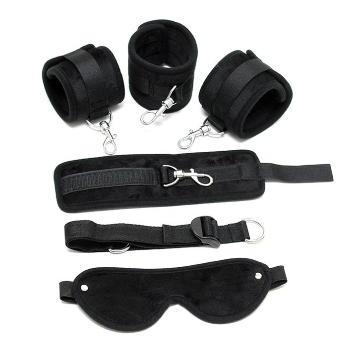 Hand to Ankle Cuffs with Mask Adjustable Black - R7000 - Teknashop Ltd