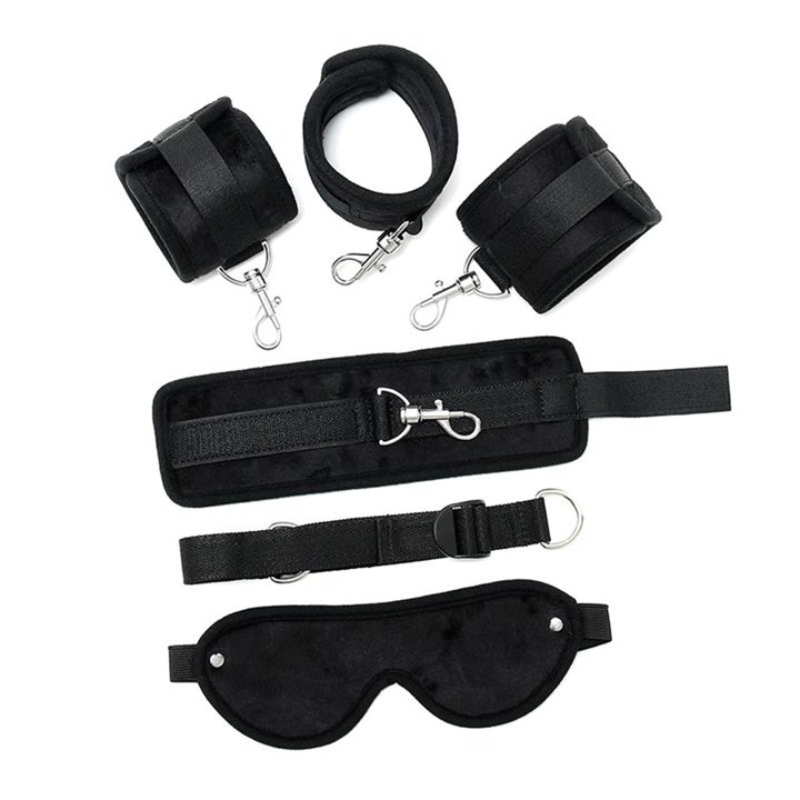 Hand to Ankle Cuffs with Mask Adjustable Black - R7000 - Teknashop Ltd