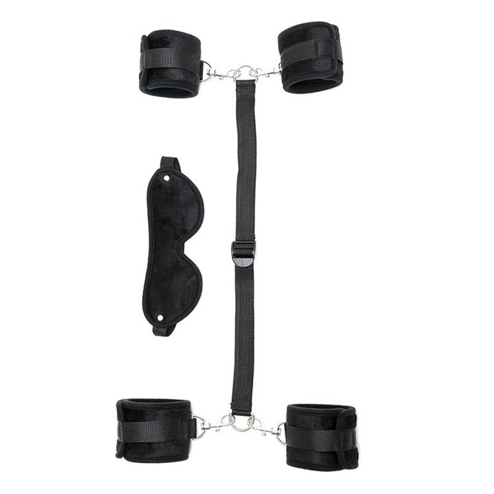 Hand to Ankle Cuffs with Mask Adjustable Black - R7000 - Teknashop Ltd