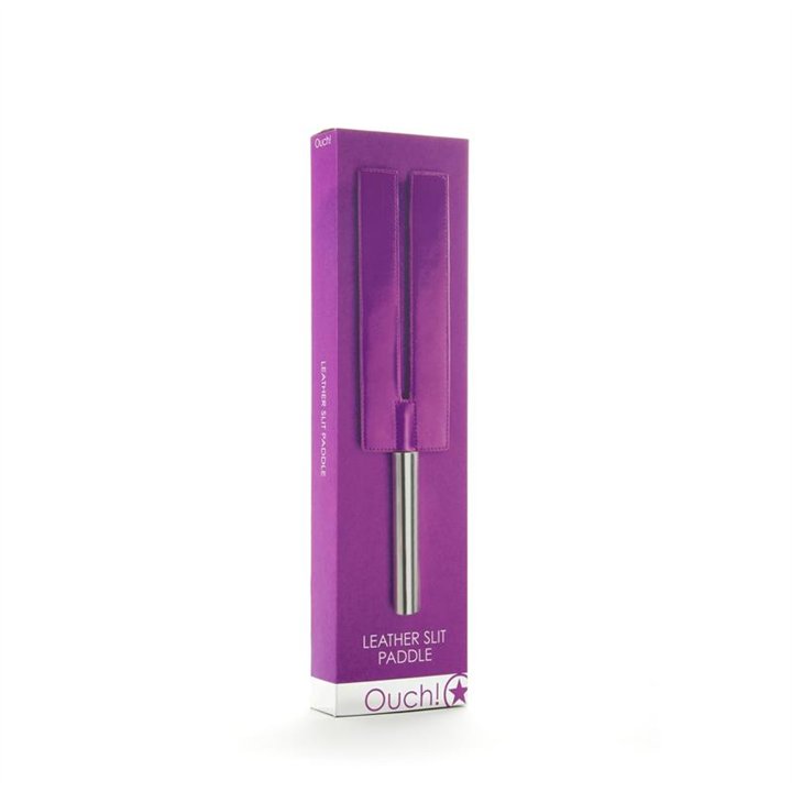 Shots Ouch! Whips and Paddles Leather Slit Paddle Purple - OU019PUR - Teknashop Ltd