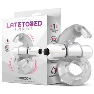Horizon Vibrating Penis Ring with Rabbit Clear - LT-699 - Teknashop Ltd