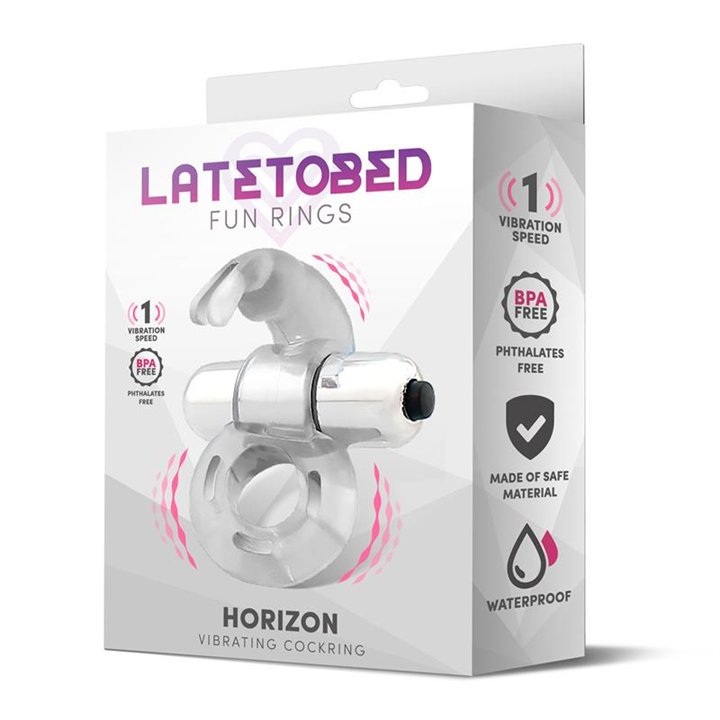 Horizon Vibrating Penis Ring with Rabbit Clear - LT-699 - Teknashop Ltd
