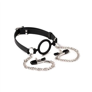 Mouthgag with O-Ring and Nipple Clamps - R9167 - Teknashop Ltd