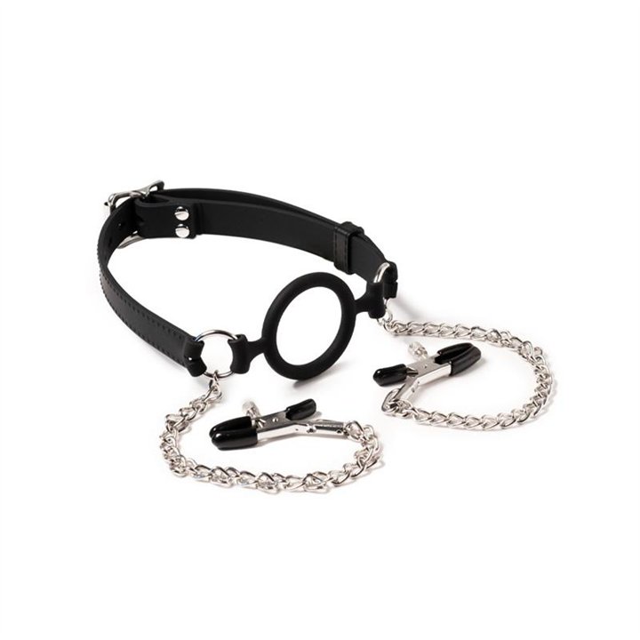 Mouthgag with O-Ring and Nipple Clamps - R9167 - Teknashop Ltd