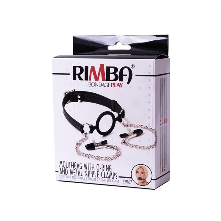 Mouthgag with O-Ring and Nipple Clamps - R9167 - Teknashop Ltd