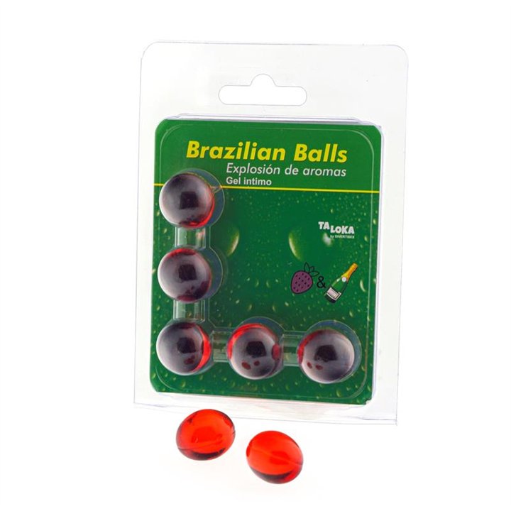 Set 5 Brazilian Balls Strawberry and Champagne Flavor - 8412345047473 - Teknashop Ltd