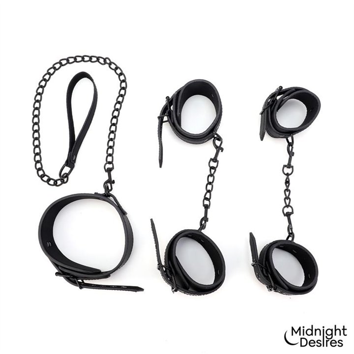 Restraint Set with Collar with Leash and Cuffs - MD-065 - Teknashop Ltd