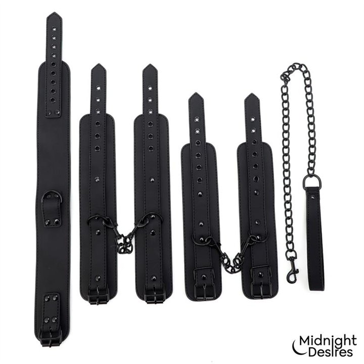 Restraint Set with Collar with Leash and Cuffs - MD-065 - Teknashop Ltd