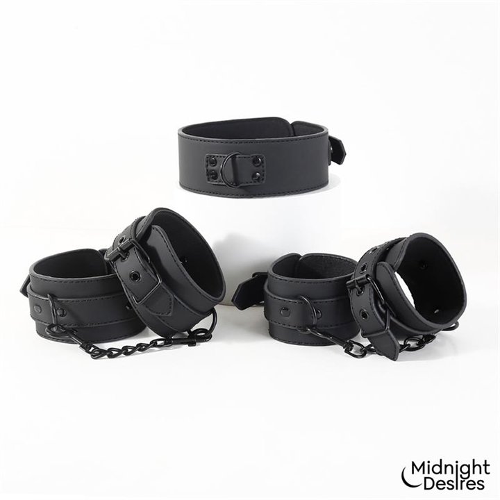 Restraint Set with Collar with Leash and Cuffs - MD-065 - Teknashop Ltd